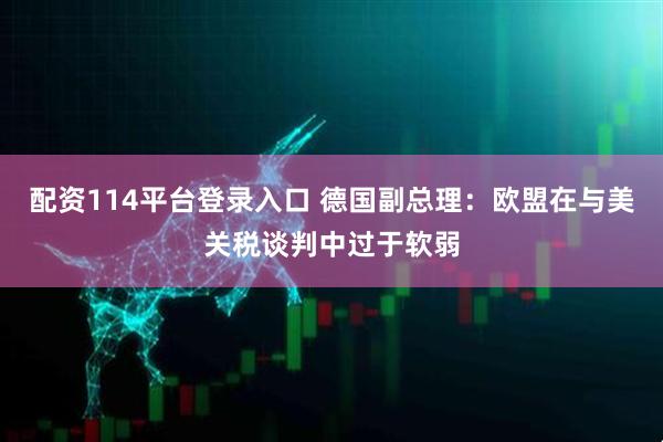 配资114平台登录入口 德国副总理：欧盟在与美关税谈判中过于软弱